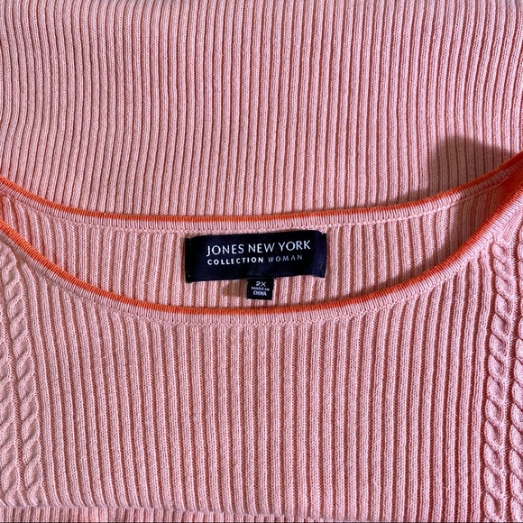 Jones New York Collection Woman Peach Cable Knit Sweater, Women’s size 2X - Picture 3 of 11